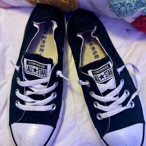 CONVERSE, BLACK SLIP ON SHOES, SIZE 8, PREVIOUSLY OWNED